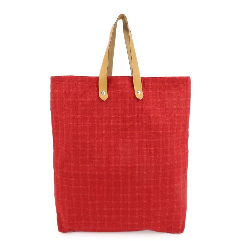 Hermes Amedaba GM Canvas & Leather Tote Red